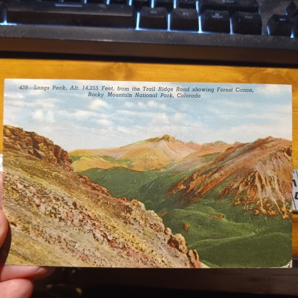 Postcard Longs Peak Trail Ridge Road Forest Canon Rocky Mtn. National Park